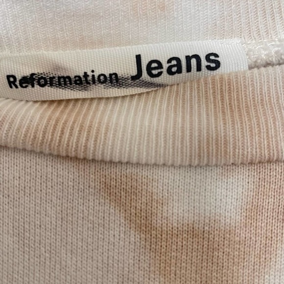 Reformation Jeans Hunter Swirl Tie Dye Beige Crewneck Sweatshirt Size XS NWT - Picture 6 of 6
